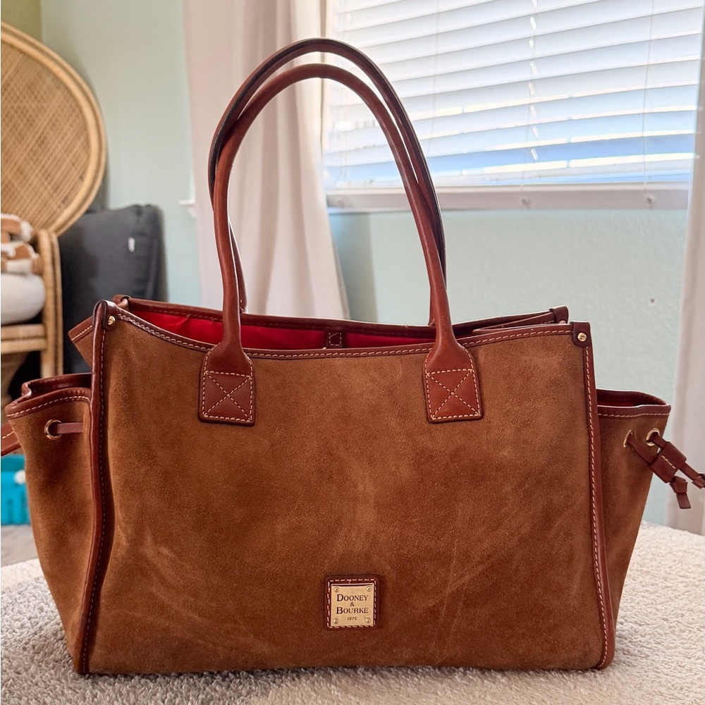 Dooney & Bourke Tan Suede Tote - Picture 2 of 10
